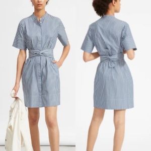 Everlane The Cotton Collarless Belted Shirtdress size 8